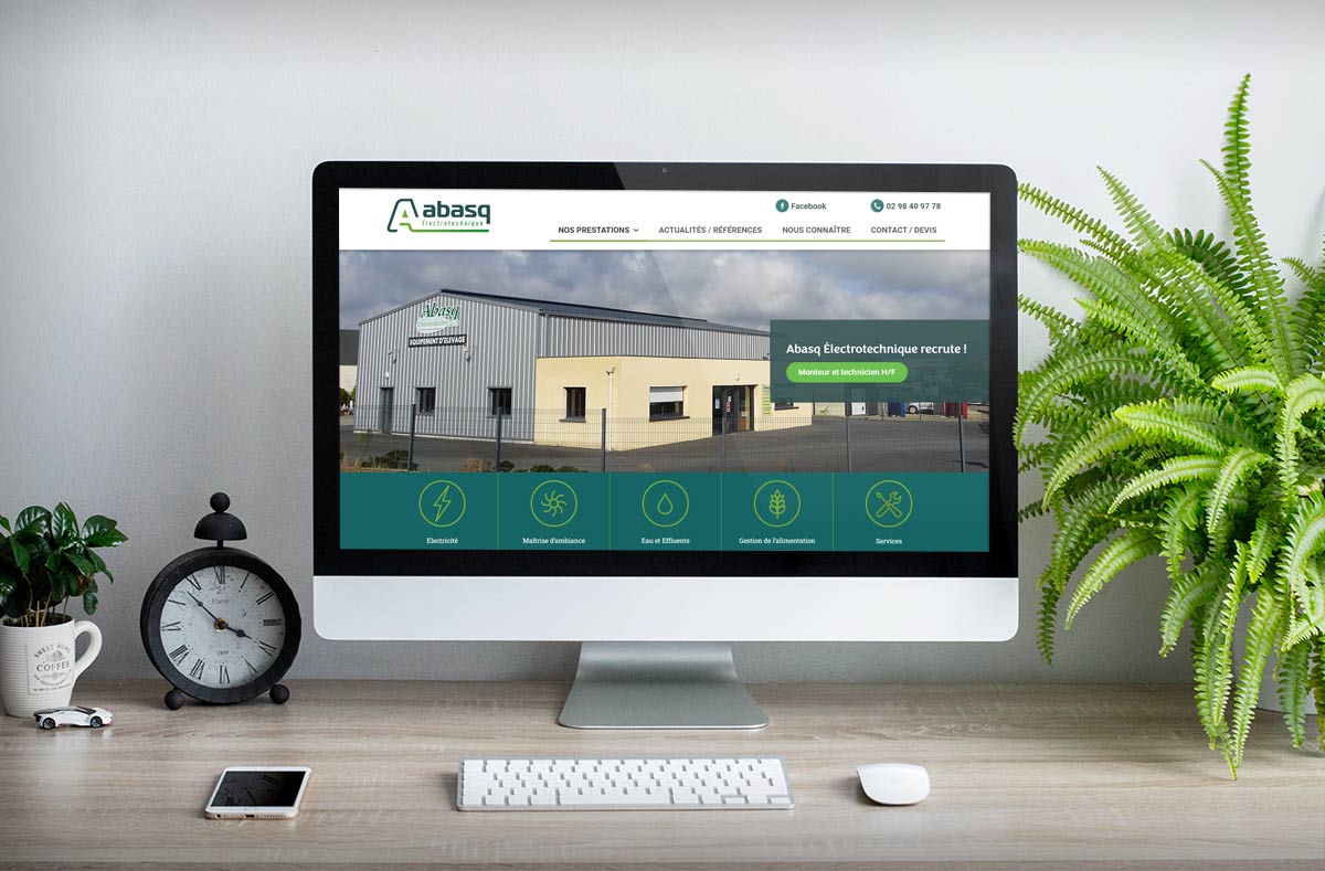 Notre agence de communication web ABERGRAPHIQUE a réalisé le site Abasq Electrotechnique à Lannilis dans le Finistère