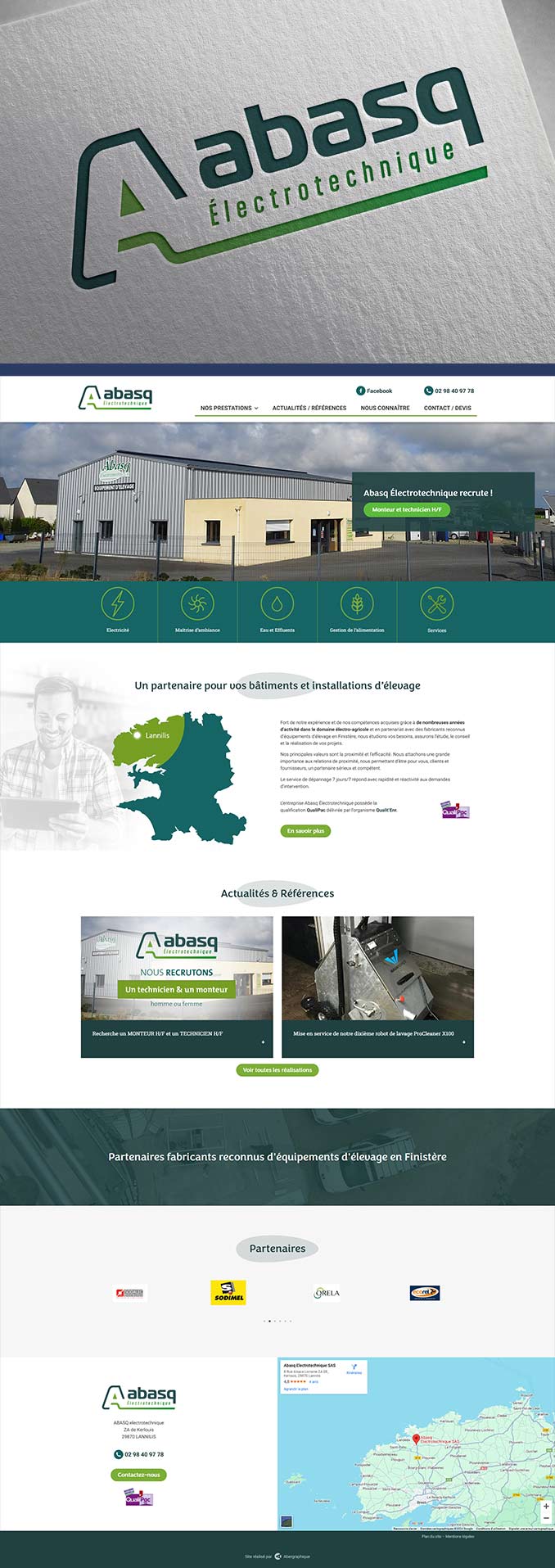 Création de site web à Brest Finistère : site vitrine dans le domaine électro-agricole par ABERGRAPHIQUE, agence de communication Brest