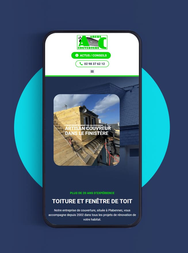 Agence web Brest Finistère ABERGRAPHIQUE : création site vitrine pour artisan Plabennec en responsive design
