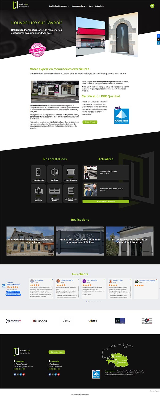 Création de site web Plougastel Finistère : site vitrine pour menuisier par ABERGRAPHIQUE, agence de communication Brest