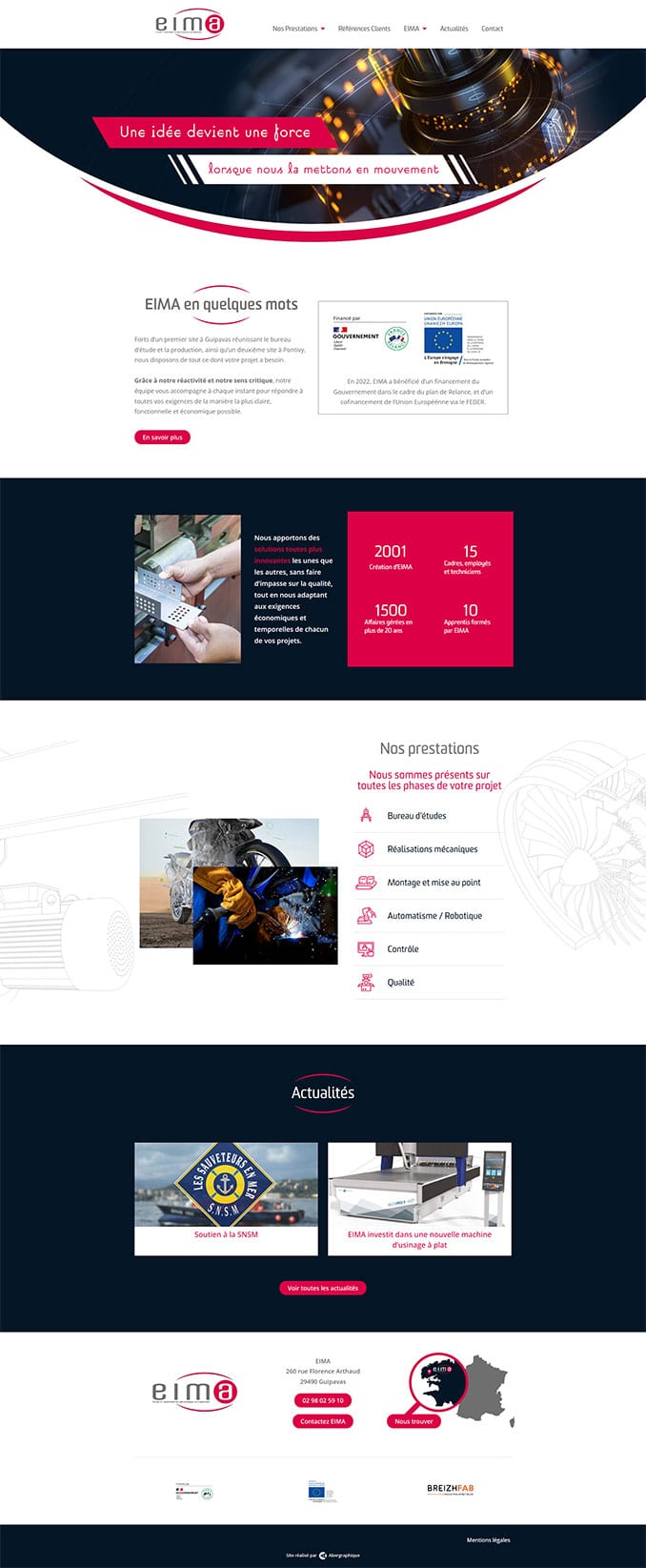 Création de site web Guipavas Finistère : site vitrine pour bureau d’étude et de production par ABERGRAPHIQUE, agence de communication Brest