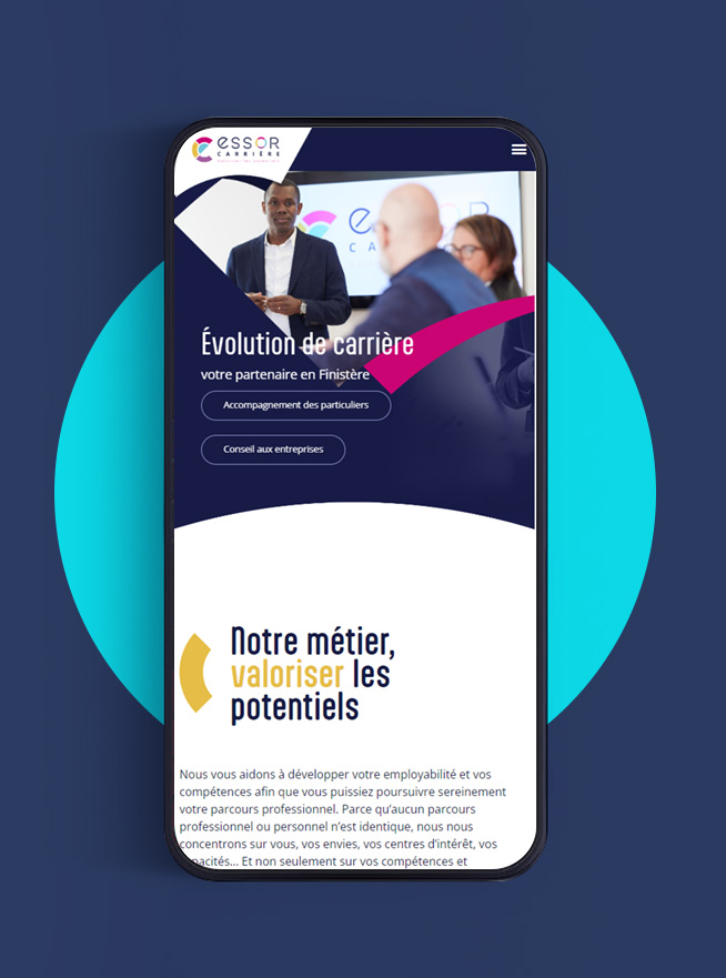 Agence web Brest Finistère ABERGRAPHIQUE : création site vitrine pour évolution professionnelle et évolution de carrière en responsive design