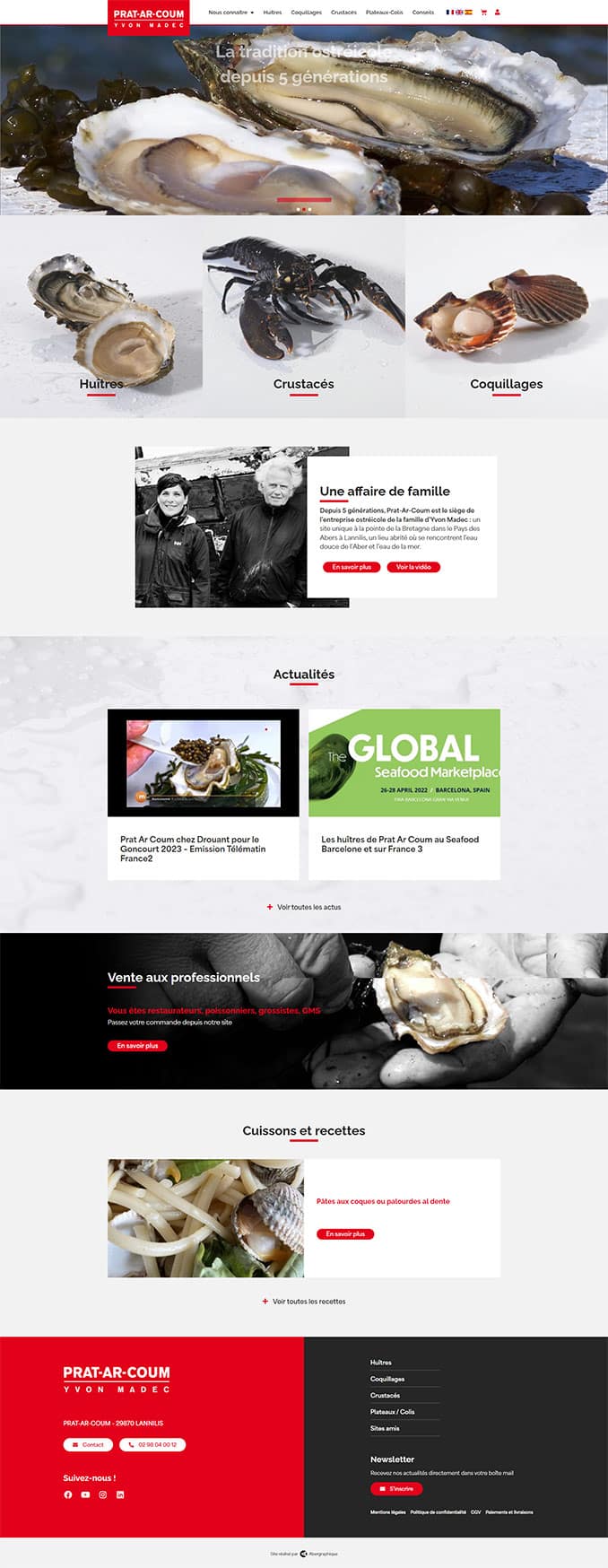 Création de site web Lannilis Finistère : site de vente en ligne pour ostréiculteurs par ABERGRAPHIQUE, agence de communication Brest